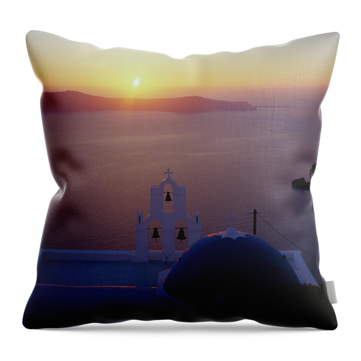 Estock Throw Pillow featuring the digital art Santorini In Greece by Gunter Grafenhain