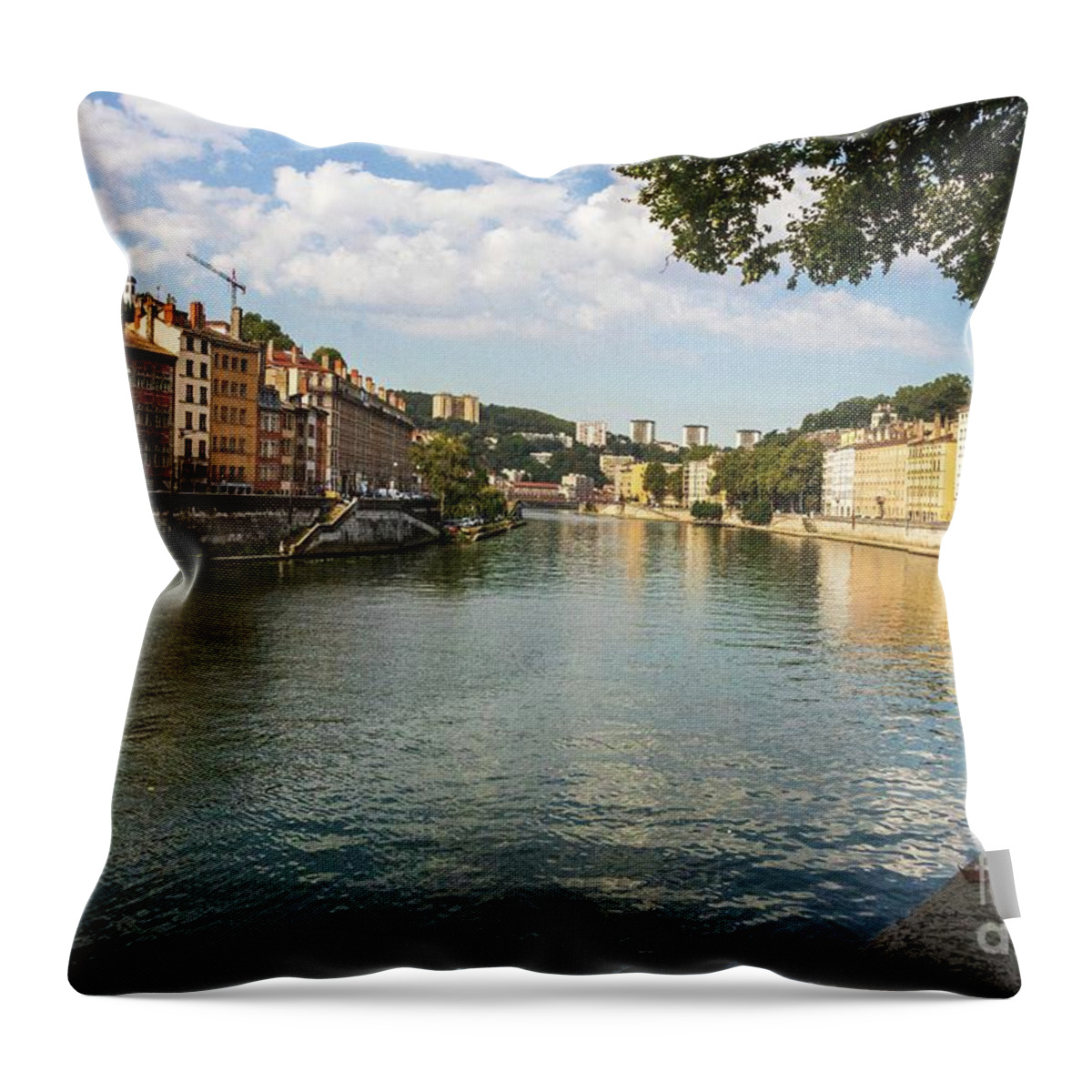 Architecture Throw Pillow featuring the photograph Saone River View by Thomas Marchessault
