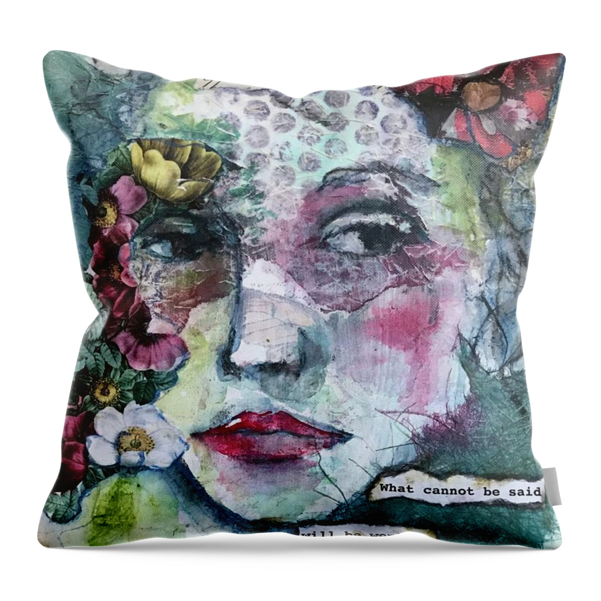 Mixed Media Throw Pillow featuring the painting Sappho's Quote by Diane Fujimoto