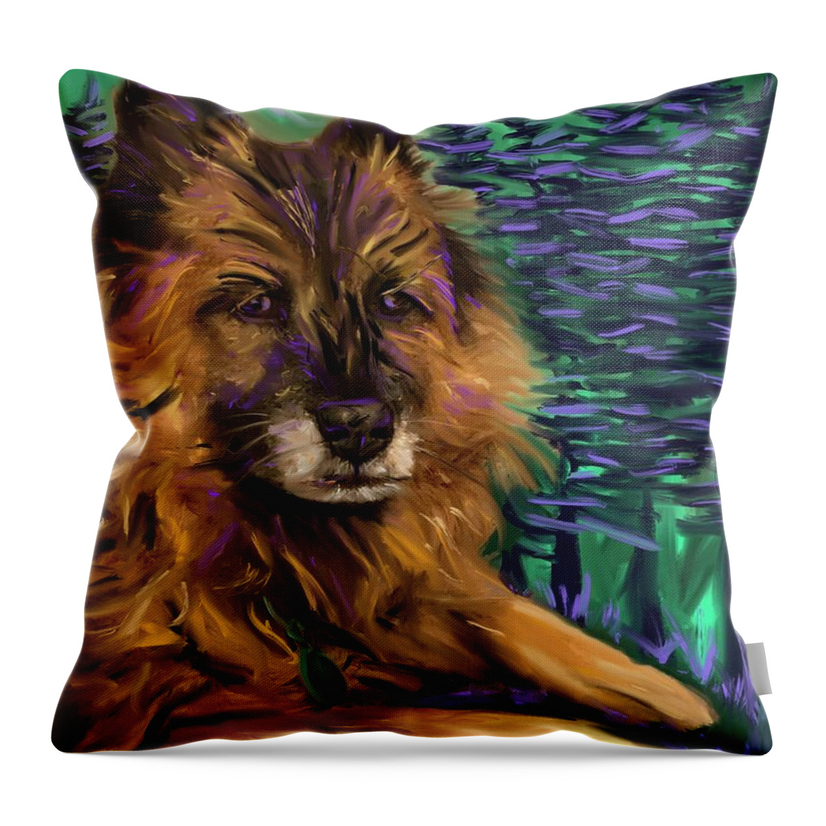 Dog Throw Pillow featuring the digital art Sasha by Angela Weddle