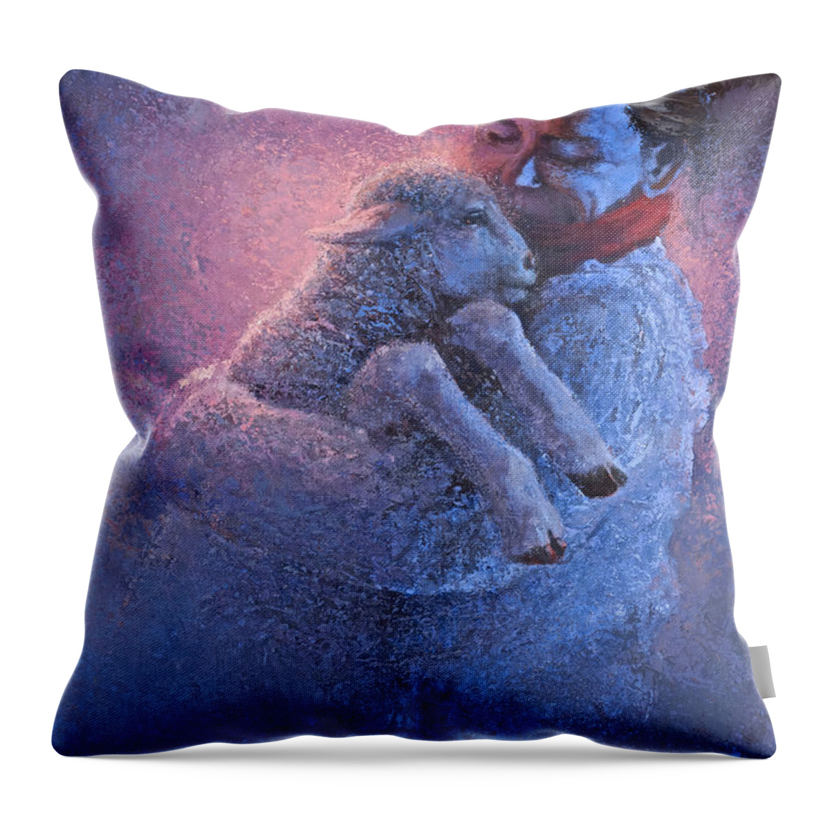 Lamb Throw Pillow featuring the painting Saving Grace by Mia DeLode