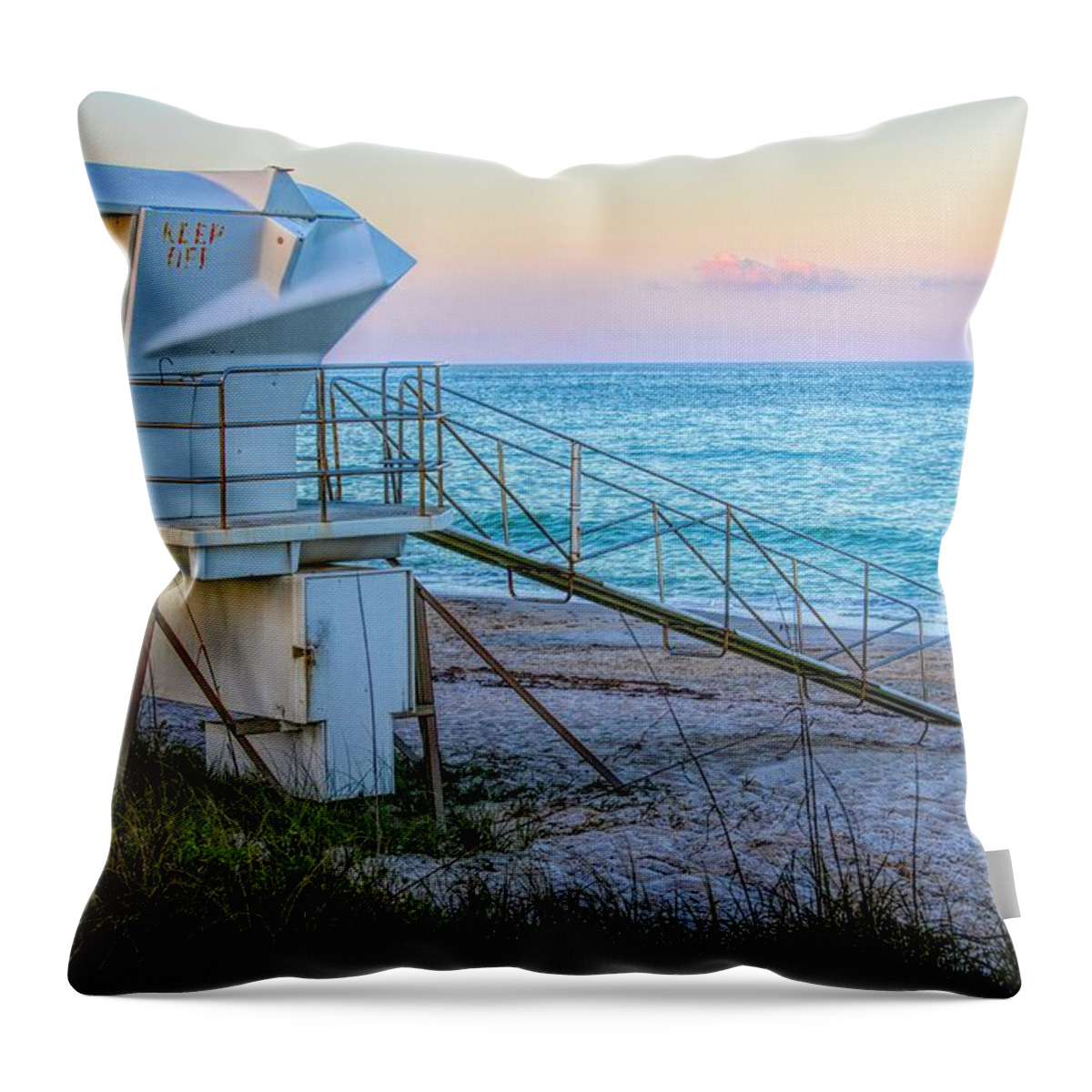 Vero Beach Throw Pillow featuring the photograph Saving Sunset by T Lynn Dodsworth