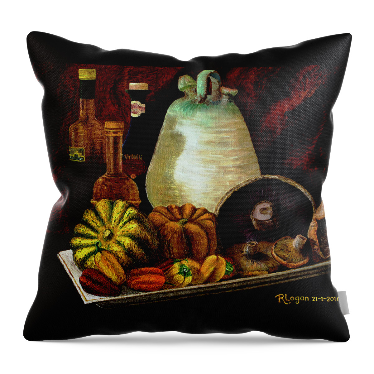 Food Throw Pillow featuring the painting Savor by Renee Logan