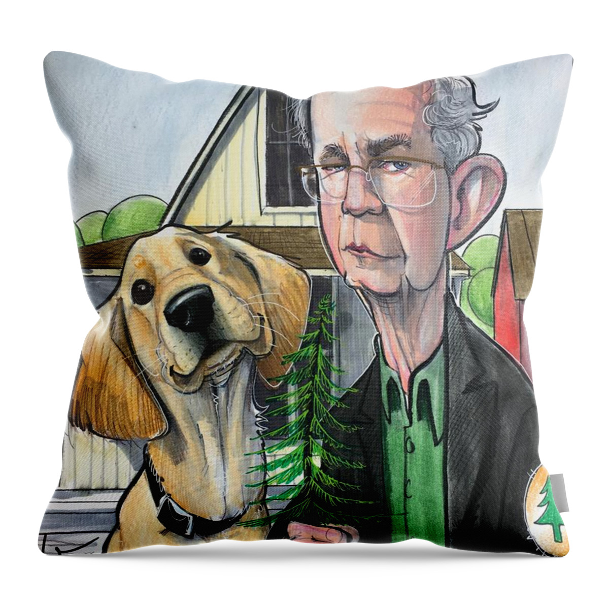 Scallon Throw Pillow featuring the drawing Scallon 5164 by John LaFree