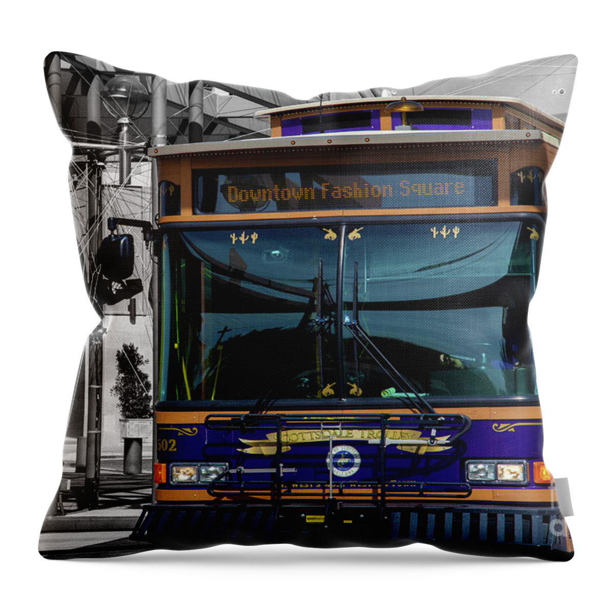 Scottsdale Trolley Throw Pillow featuring the photograph Scottsdale Trolley by Elisabeth Lucas