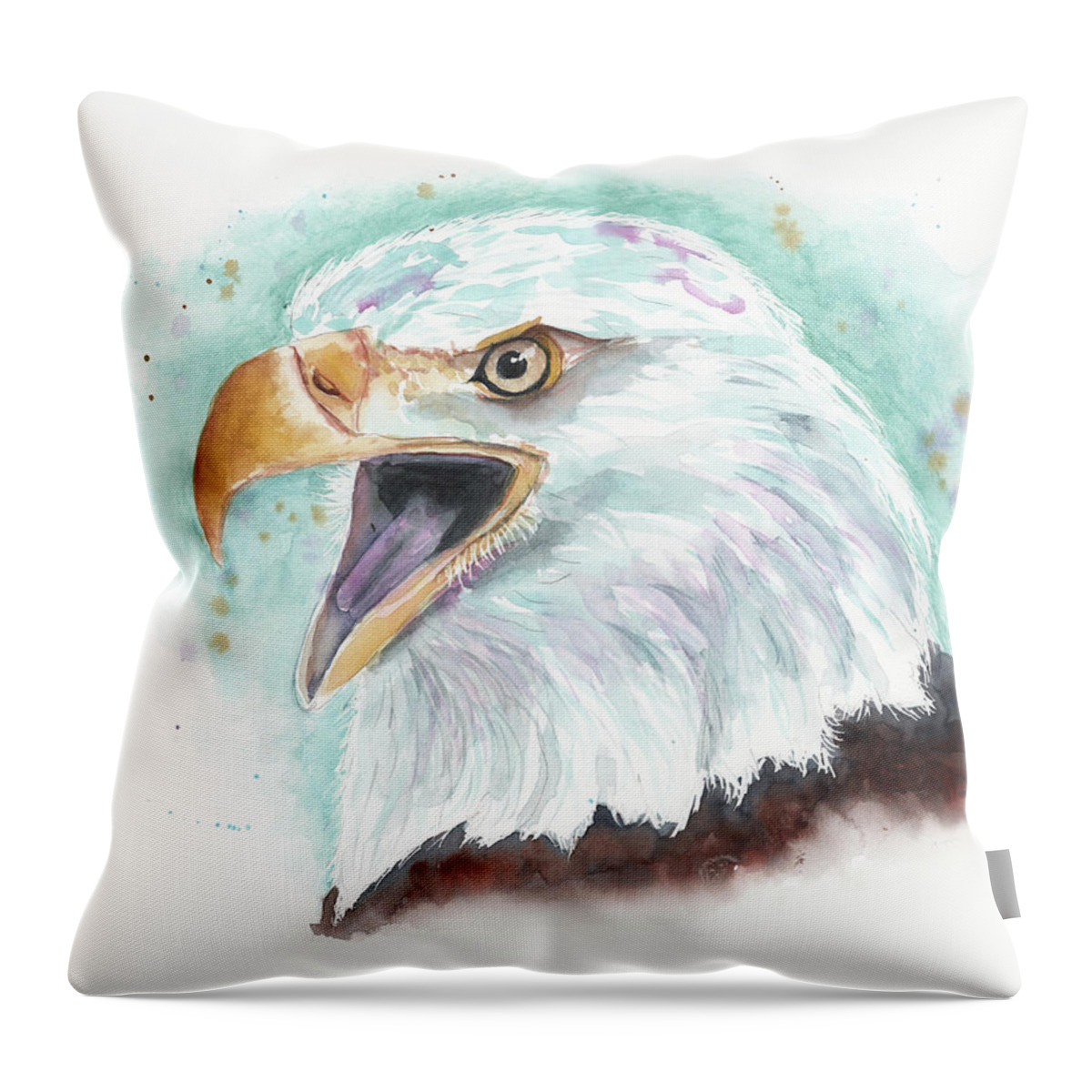 Eagle Throw Pillow featuring the painting Screamin' Eagle by Jeanette Mahoney
