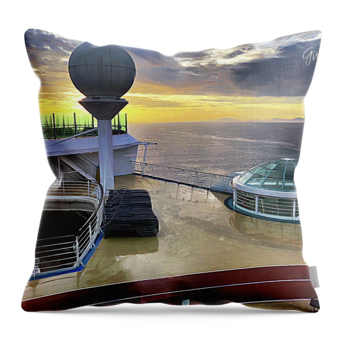 Seaborne Throw Pillow featuring the photograph Seaborne Morning by GW Mireles