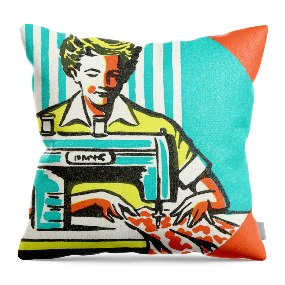 Adult Throw Pillow featuring the drawing Seamstress by CSA Images