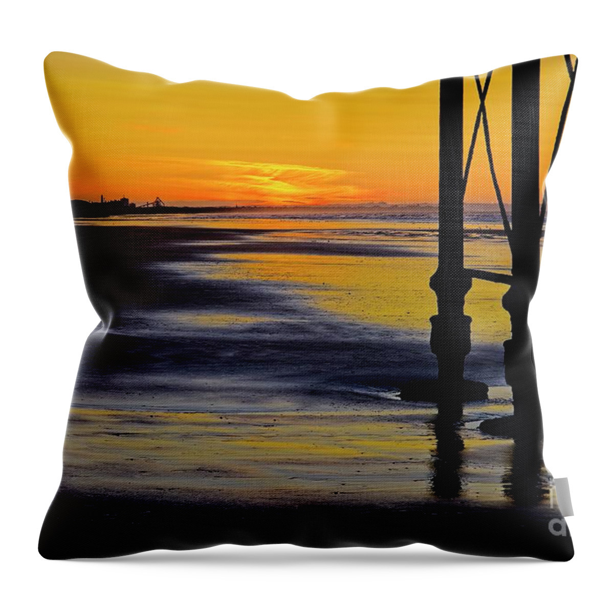 Sunset Throw Pillow featuring the photograph Seaside Sunset at Saltburn by Martyn Arnold