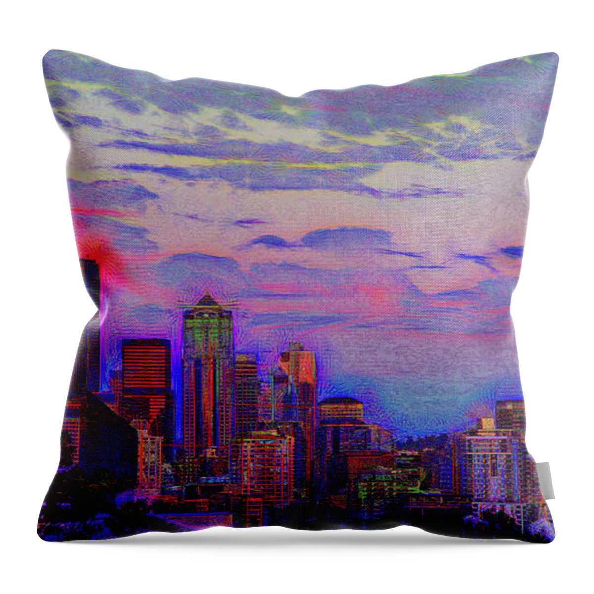 Seattle Throw Pillow featuring the photograph Seattle Colorblast Pano by Judi Kubes