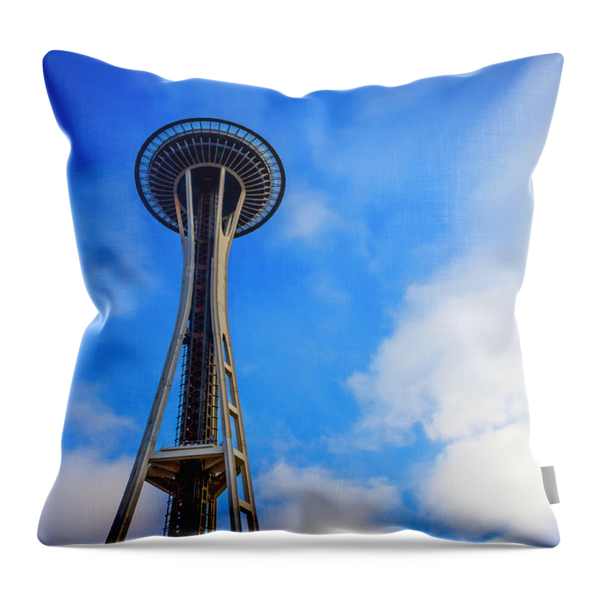 Seattle Space Needle Throw Pillow featuring the photograph Seattle Space Needle by Garry Gay