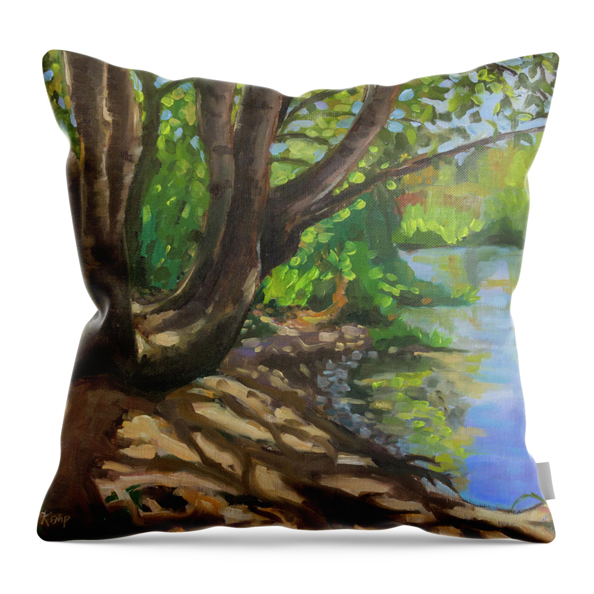 Oregon Throw Pillow featuring the painting Secret Swimming Hole by Tara D Kemp