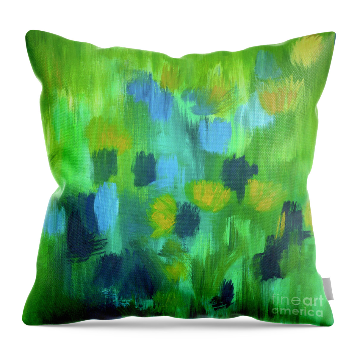 Seedtime Throw Pillow featuring the painting Seedtime Green by Julia Underwood