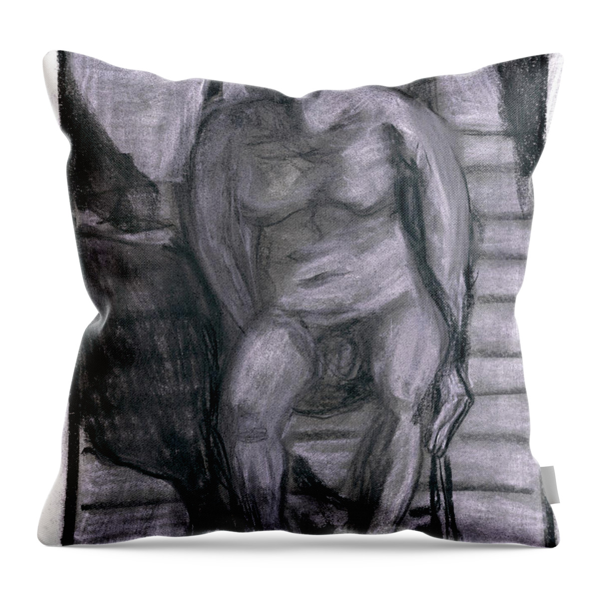 Chair Throw Pillow featuring the drawing Self on a chair by Edgeworth Johnstone