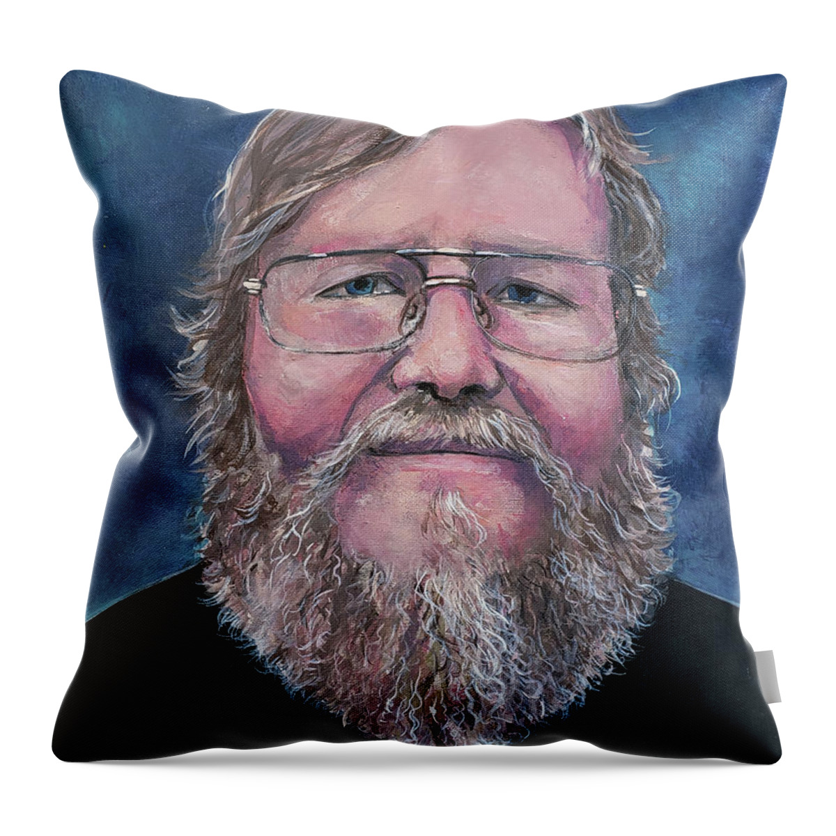 Tom Carlton Throw Pillow featuring the painting Self Portrait 2019 by Tom Carlton