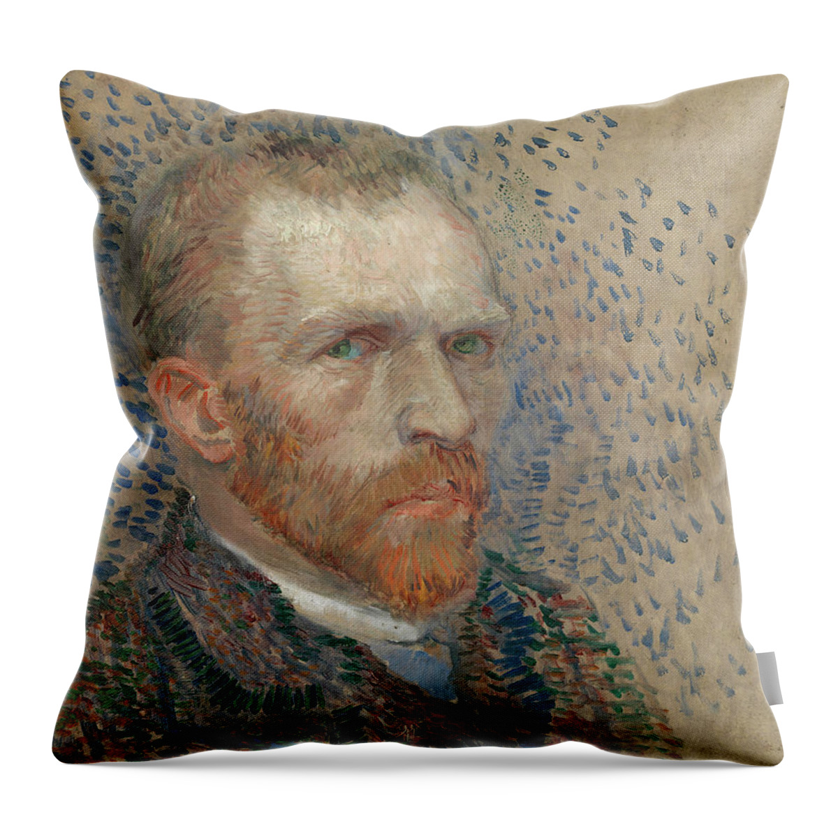 Vincent Van Gogh Throw Pillow featuring the painting Self-Portrait - 3 by Vincent Van Gogh