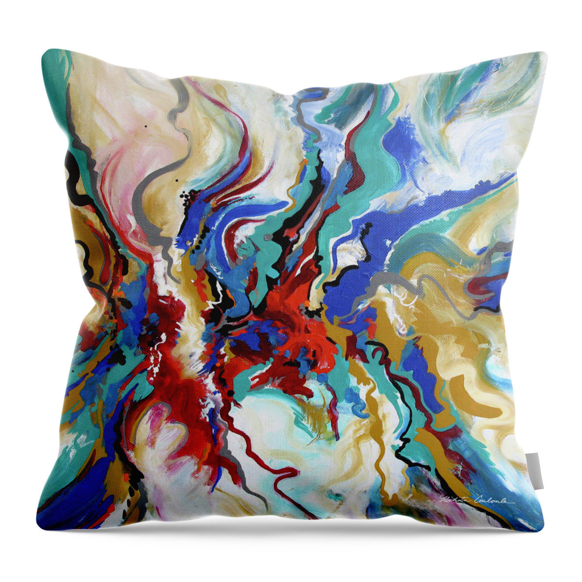 Nikita Coulombe Throw Pillow featuring the painting Self Portrait I by Nikita Coulombe