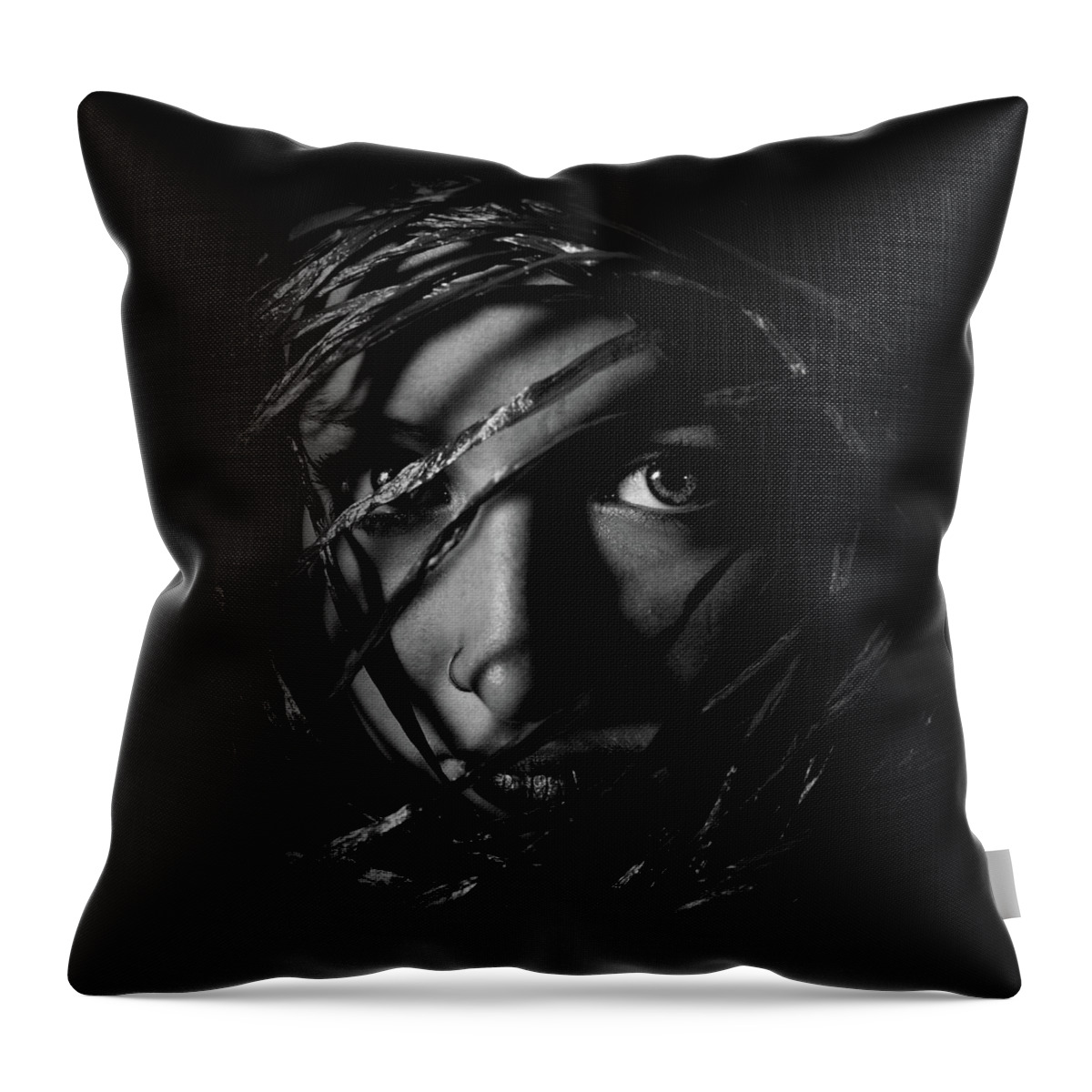 People Throw Pillow featuring the photograph Self Portrait Of Girl by Portrait, Emotion, People, Art,