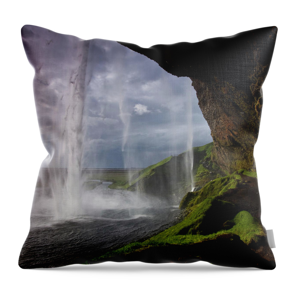 Scenics Throw Pillow featuring the photograph Seljalandsfoss Waterfall In Iceland by Esen Tunar Photography