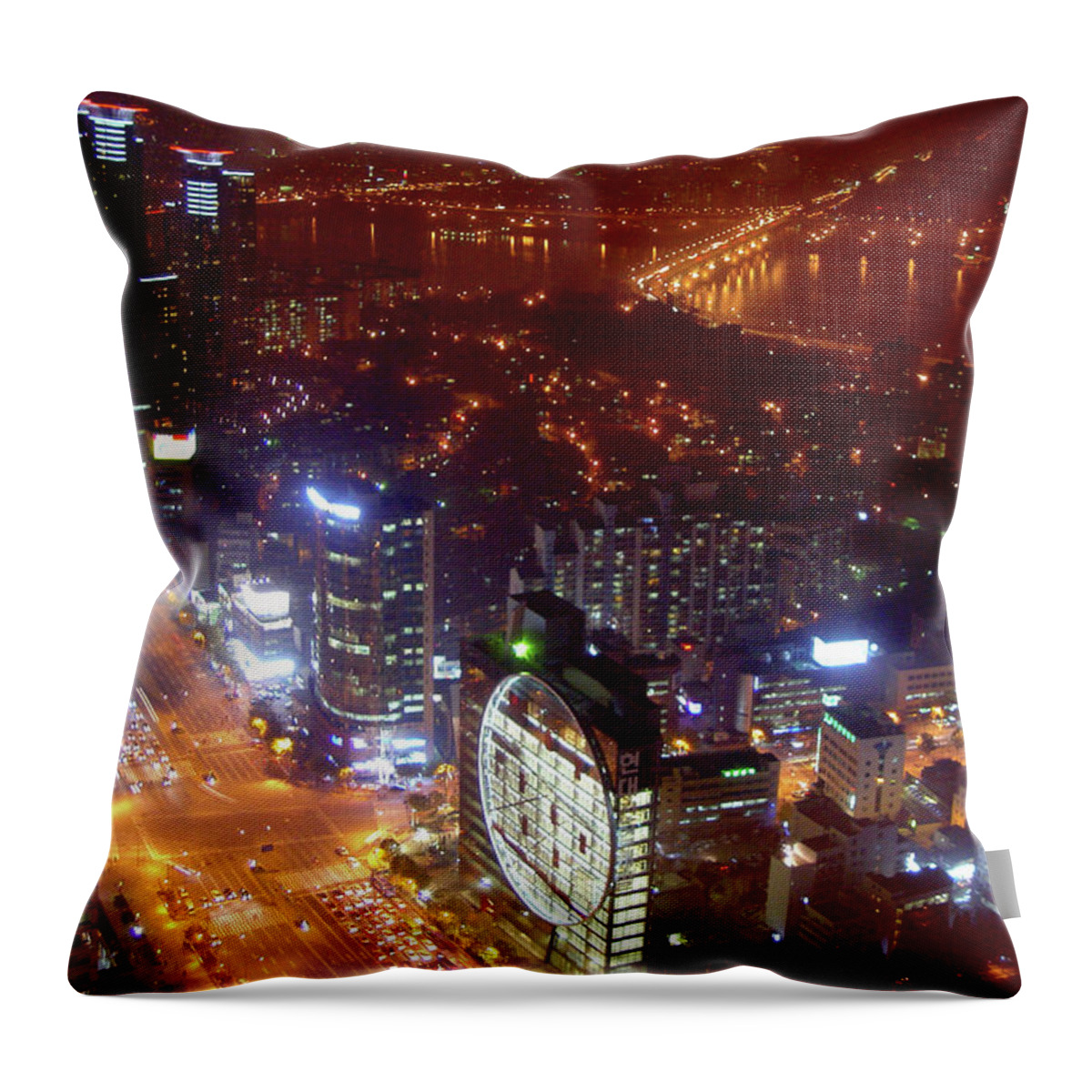 Tranquility Throw Pillow featuring the photograph Seoul Night by Floridapfe From S.korea Kim In Cherl