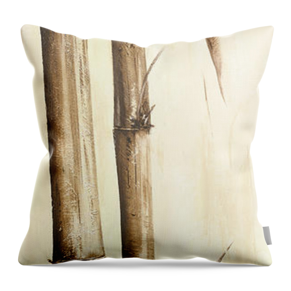 Sepia Throw Pillow featuring the painting Sepia Guadua Bamboo I by Patricia Pinto