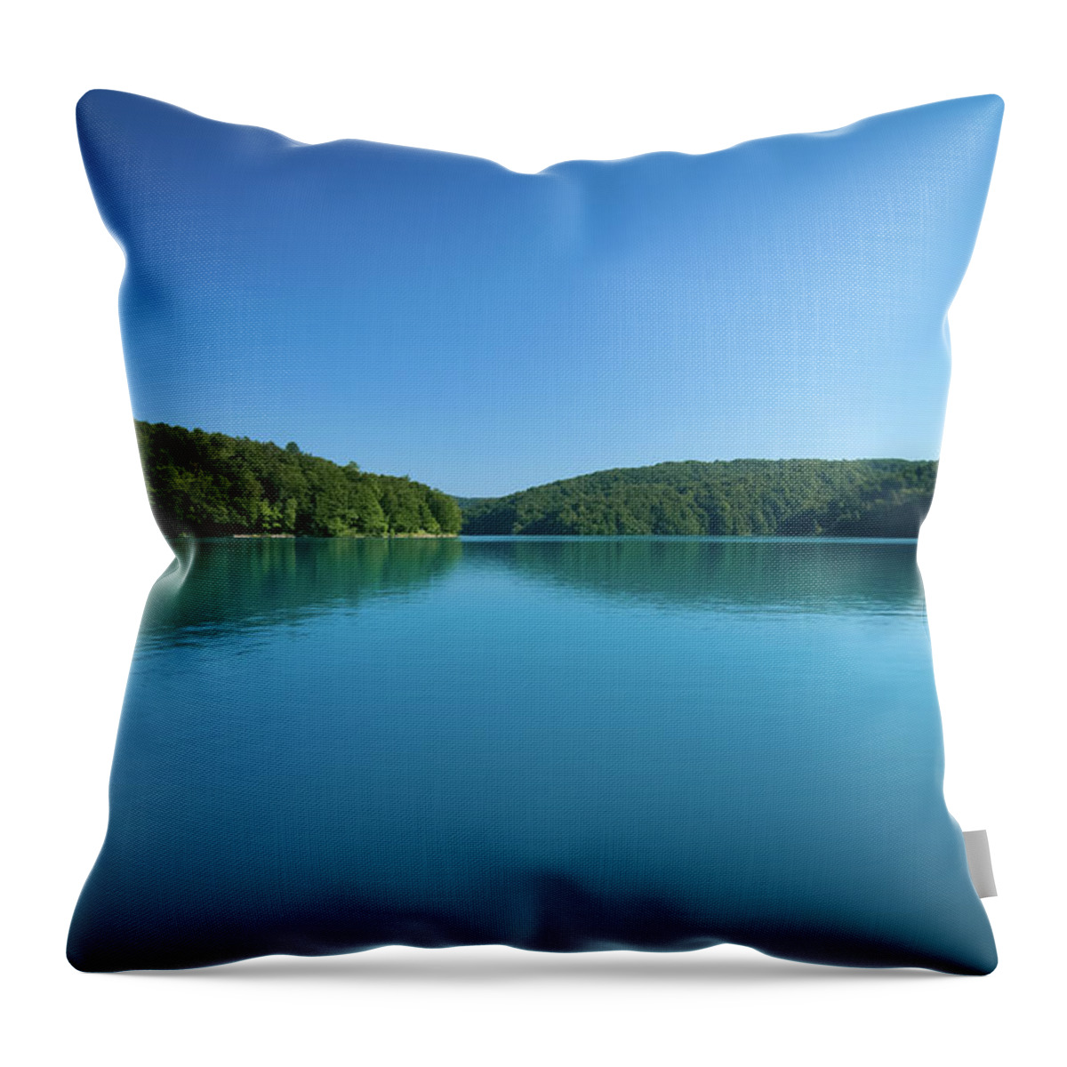 Scenics Throw Pillow featuring the photograph Serene Lake Of Plitvice by F.cadiou