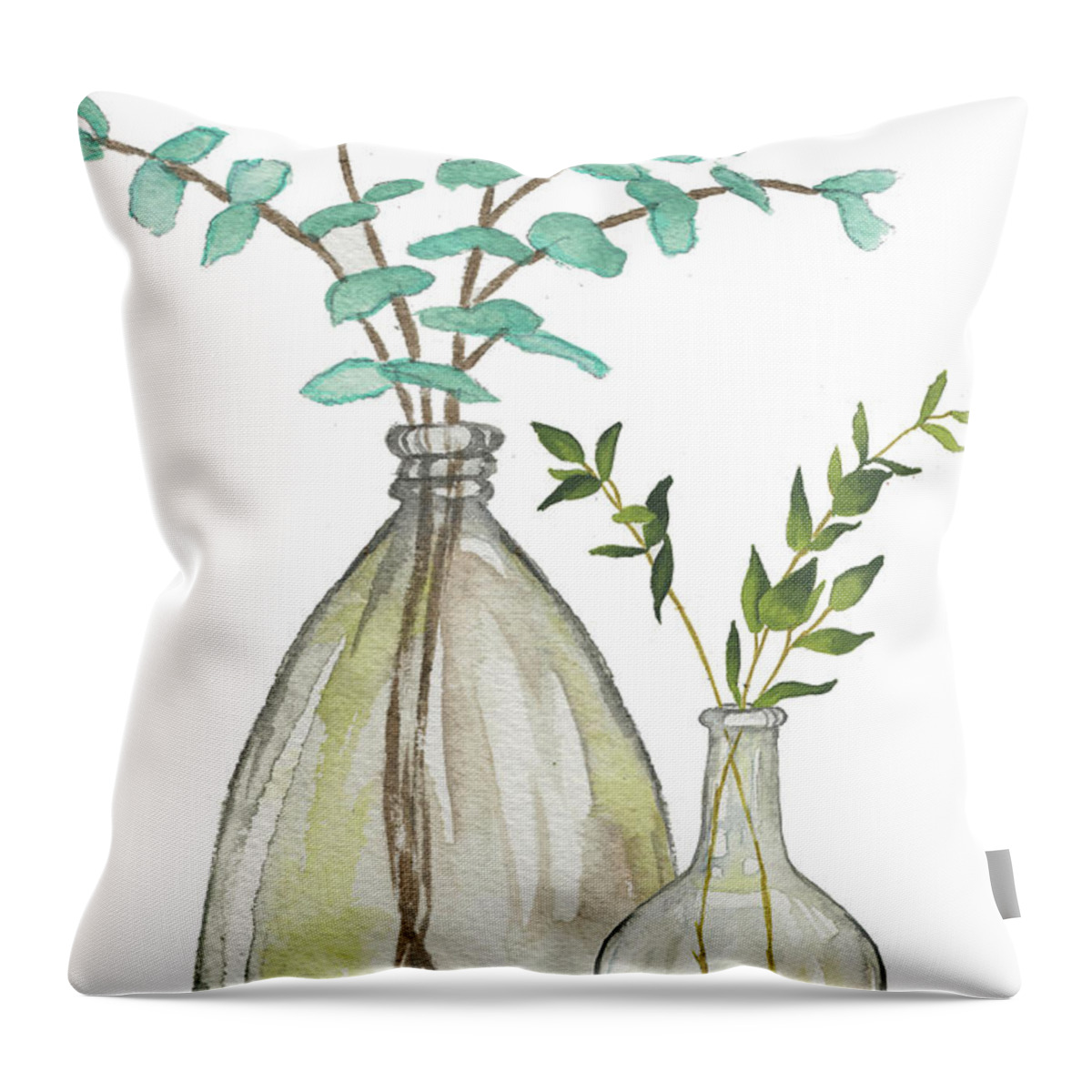 Serenity Throw Pillow featuring the mixed media Serenity Accents II by Elizabeth Medley