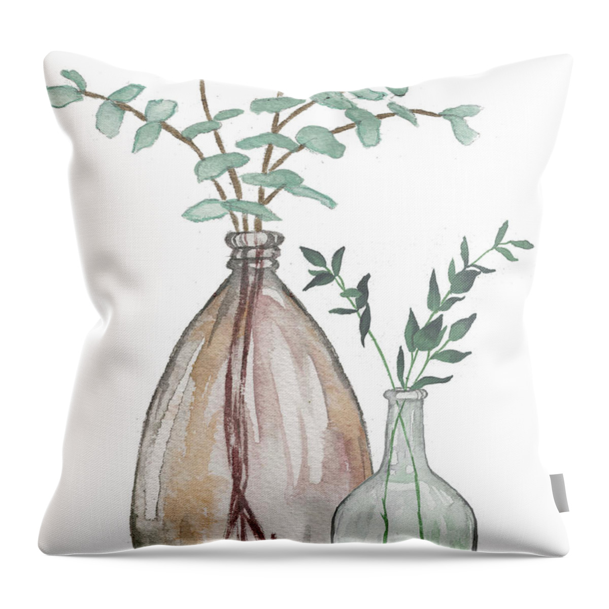 Serenity Throw Pillow featuring the mixed media Serenity Accents IIi by Elizabeth Medley