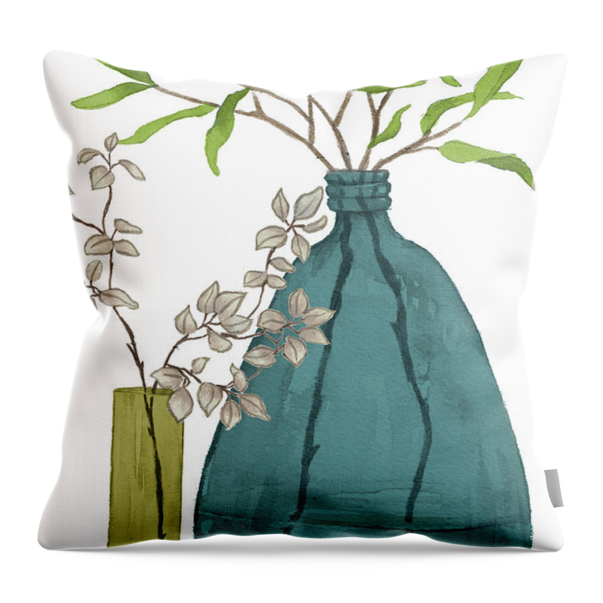 Serenity Throw Pillow featuring the mixed media Serenity Accents In Teal by Elizabeth Medley