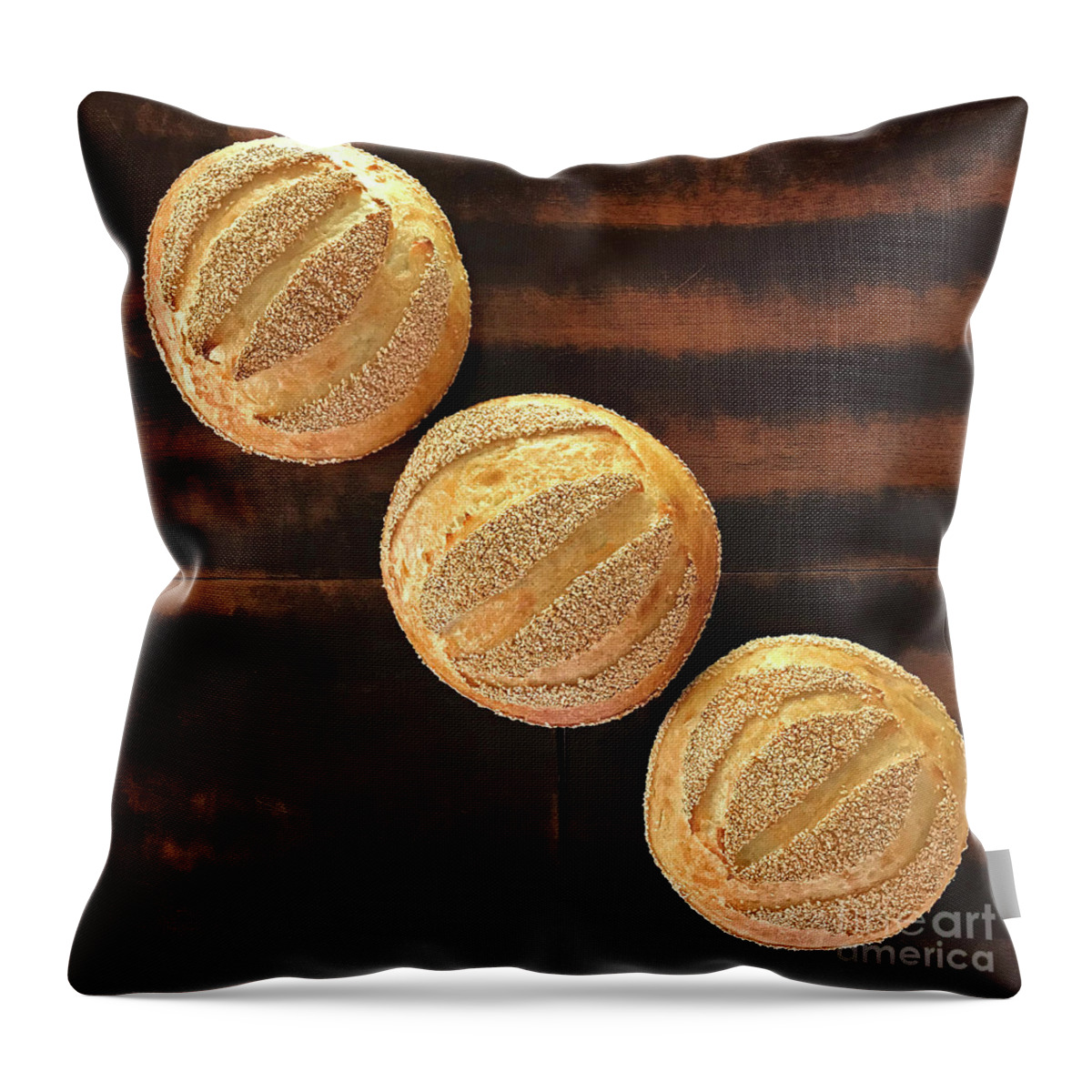 Bread Throw Pillow featuring the photograph Sesame Seed Stripes 1 by Amy E Fraser