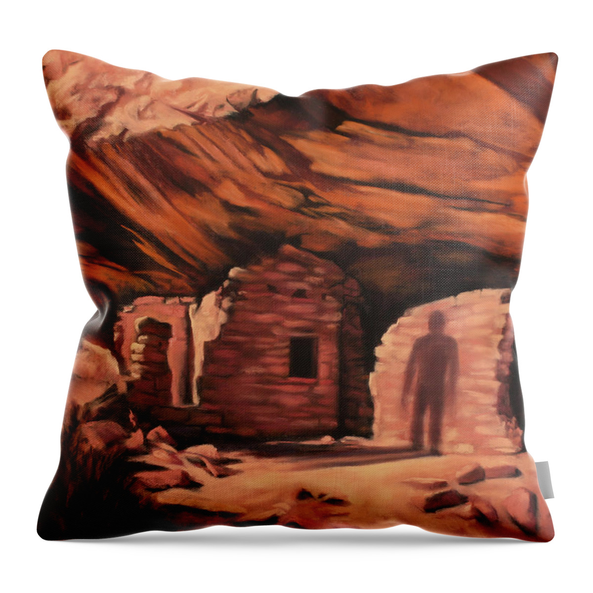 Landscape Throw Pillow featuring the painting Shadow Spirit by Sandi Snead