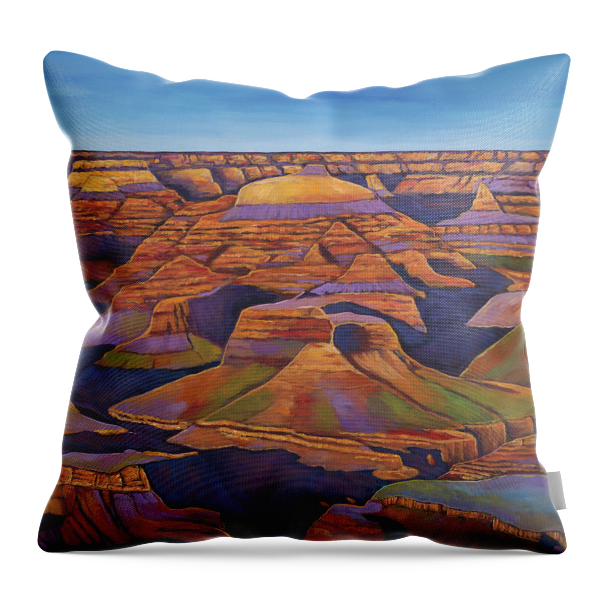 Grand Canyon Throw Pillow featuring the painting Shadows and Breezes by Johnathan Harris