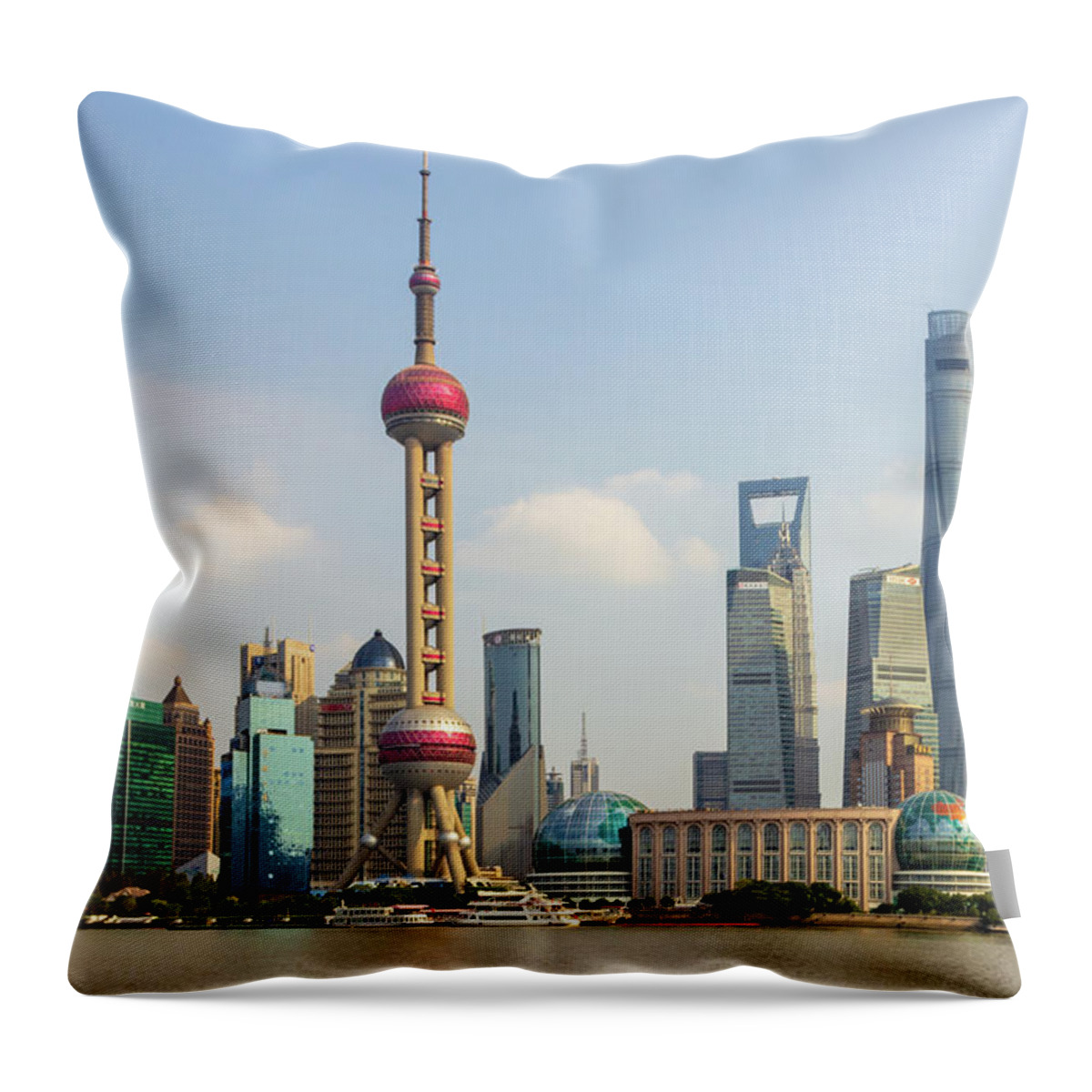 China Throw Pillow featuring the photograph Shanghai City View by Aashish Vaidya