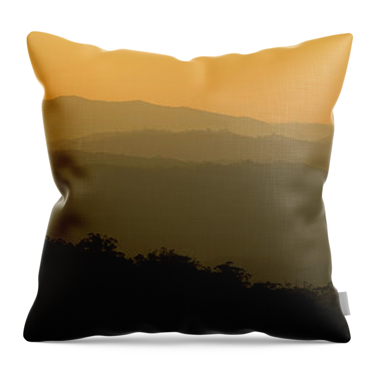 Landscape Throw Pillow featuring the photograph Shapes of hills at sunset by Nicolas Lombard
