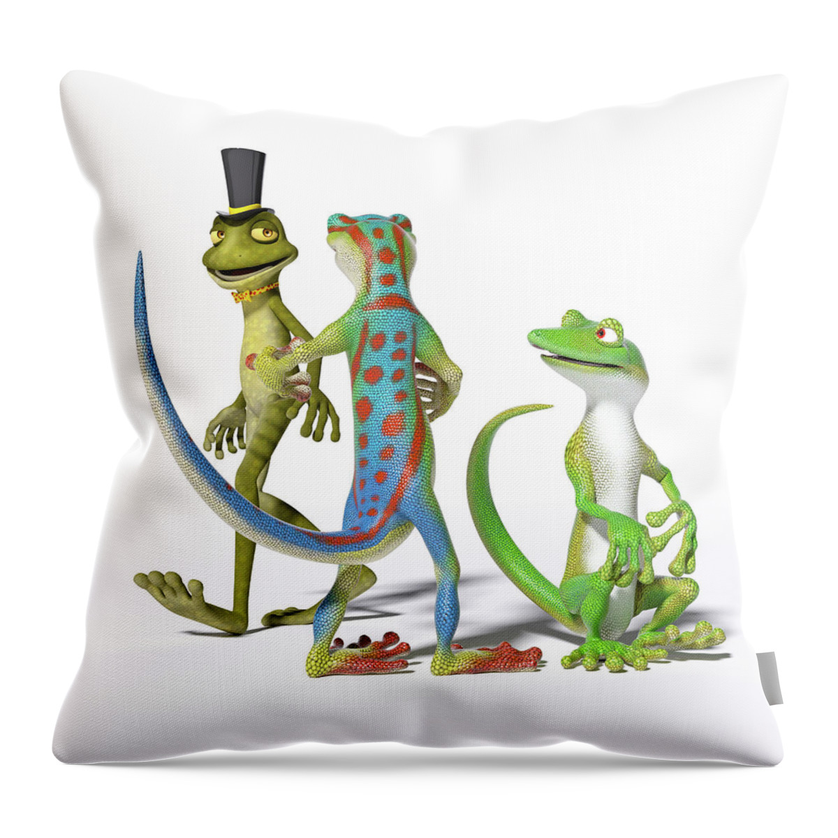 Gecko Throw Pillow featuring the digital art Sharp Dressed Man by Betsy Knapp