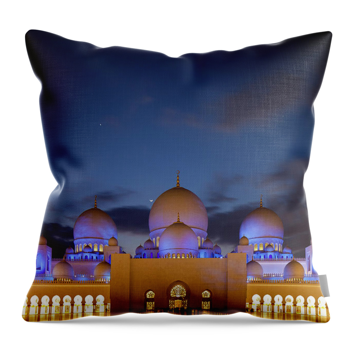 Tranquility Throw Pillow featuring the photograph Sheikh Zayed Grand Mosque by Figurative Speech