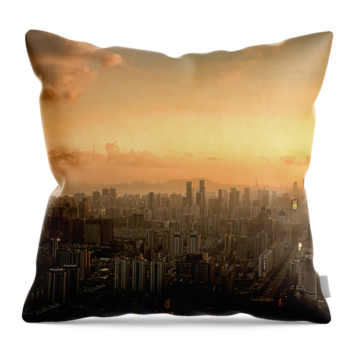 Curve Throw Pillow featuring the photograph Shenzhen Sunset by Jalvaran