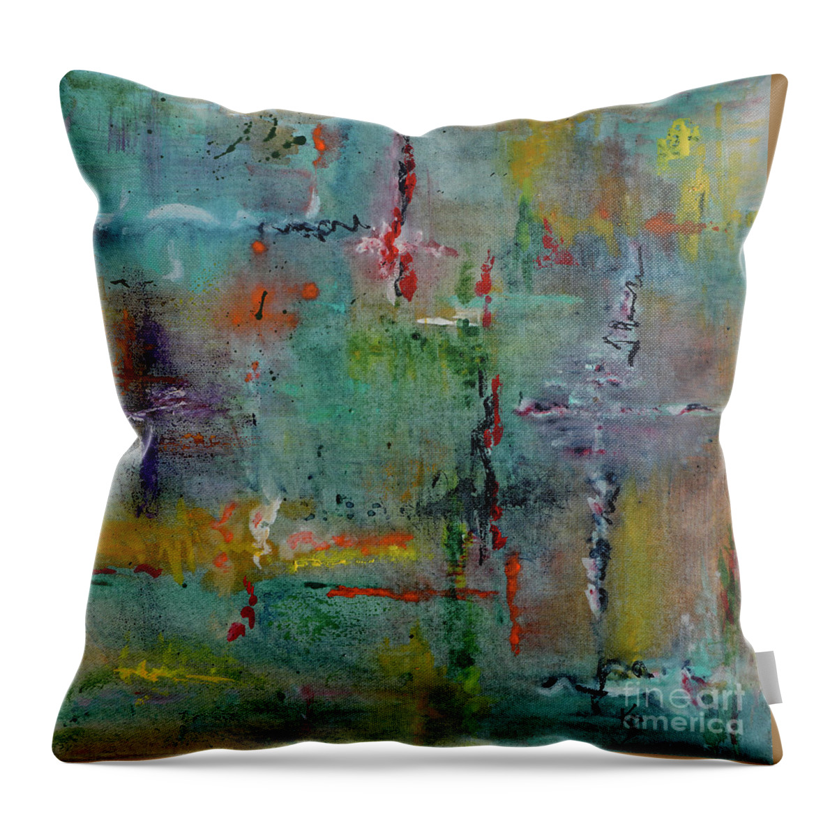 Abstract Throw Pillow featuring the painting Shimmering by Karen Fleschler