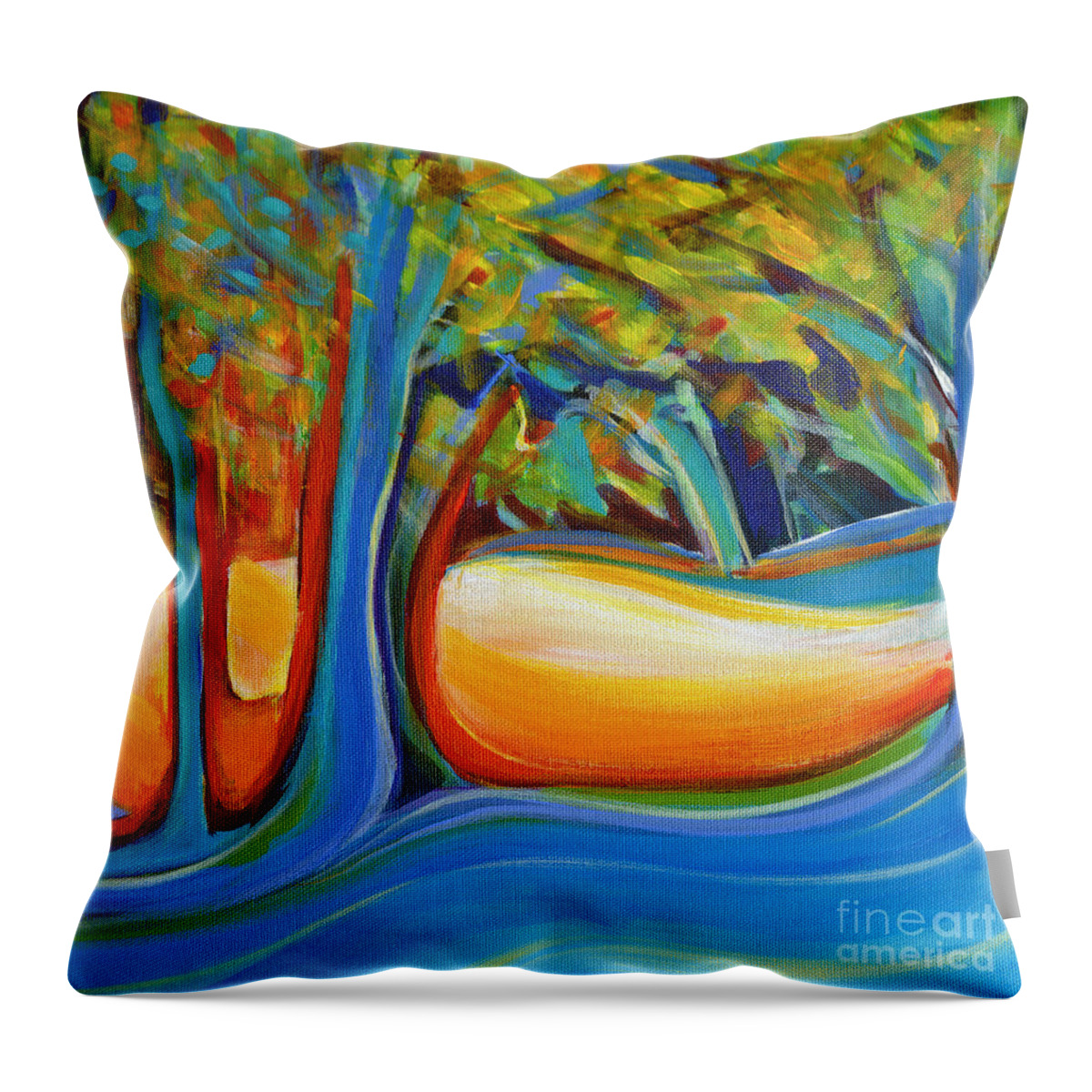 Contemporary Painting Throw Pillow featuring the painting Shimmering Whispers by Tanya Filichkin