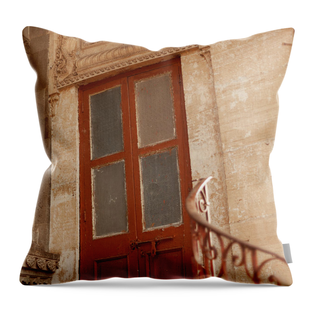 Doorway Throw Pillow featuring the photograph Shinde Chhatri Door by Fran Riley