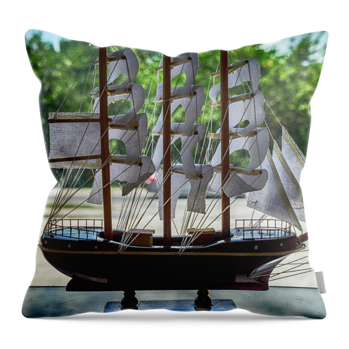 Estock Throw Pillow featuring the digital art Ship Model by Laura Zeid