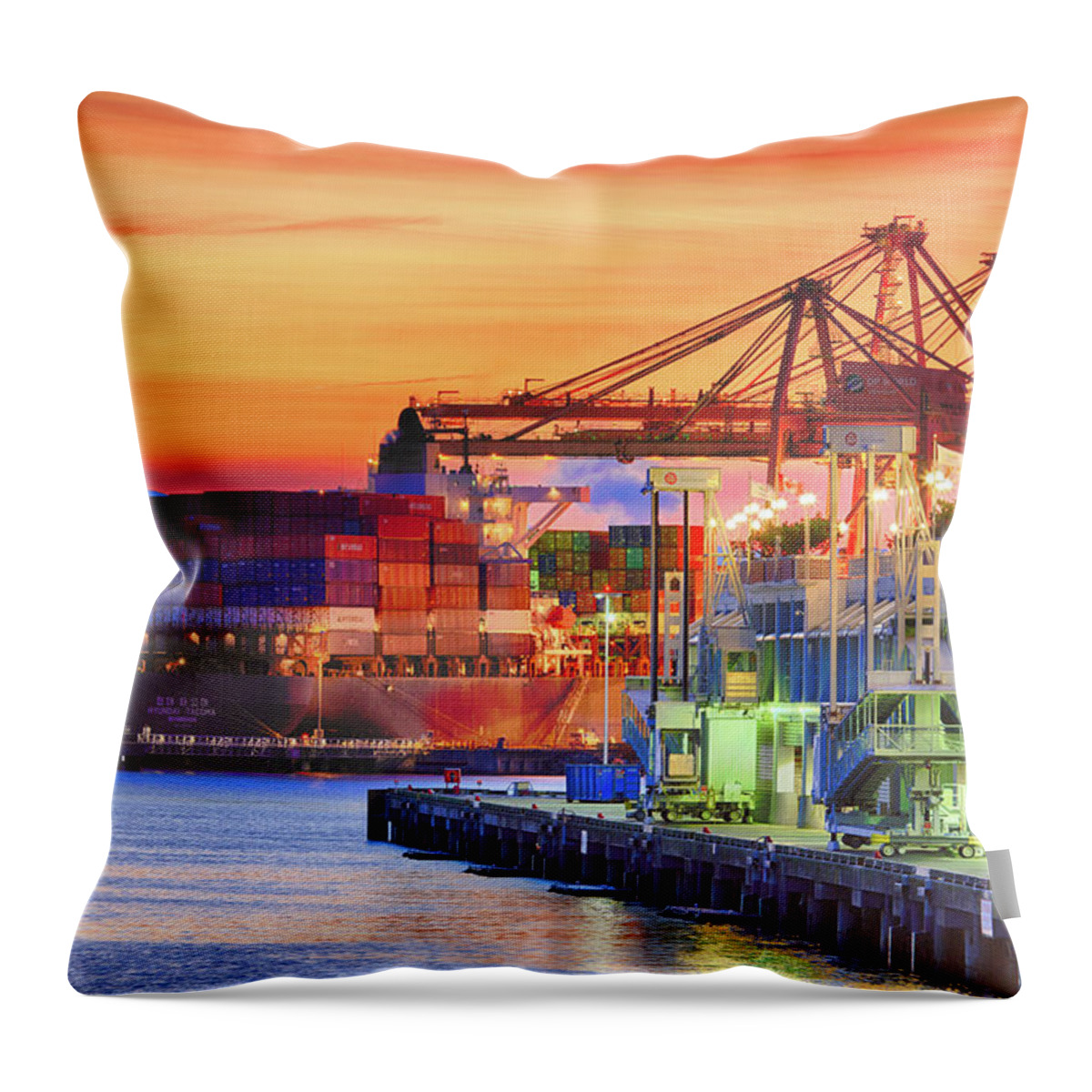 British Columbia Throw Pillow featuring the photograph Shipping Sunrise by Briand Sanderson