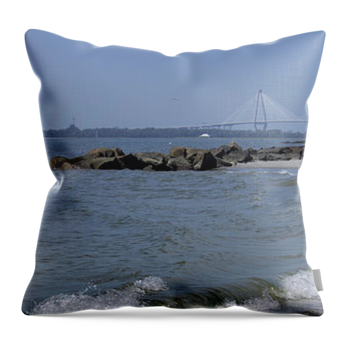 Sullivan's Throw Pillow featuring the photograph Shores of Sullivan's island by Darrell Foster