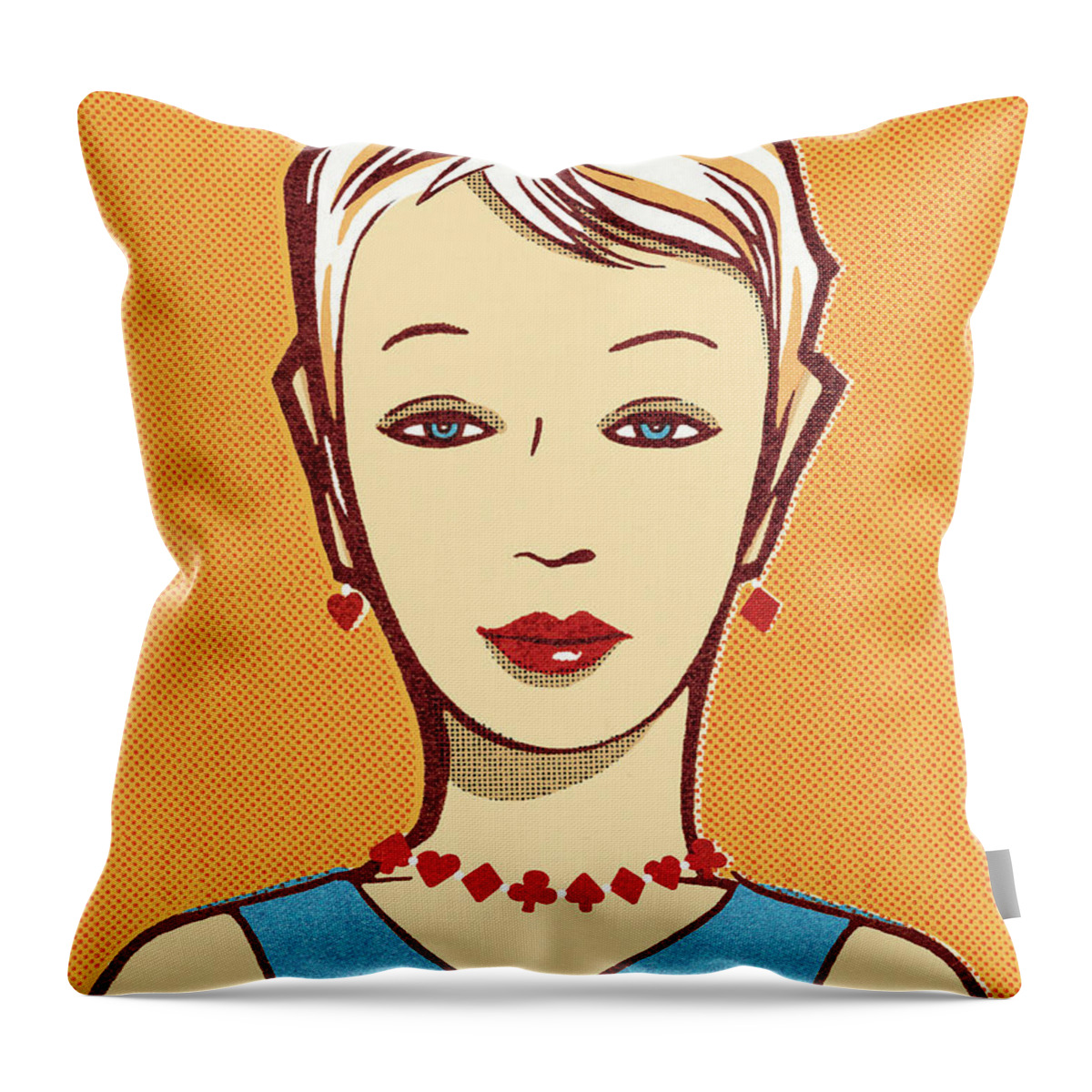 Adult Throw Pillow featuring the drawing Short-haired woman by CSA Images