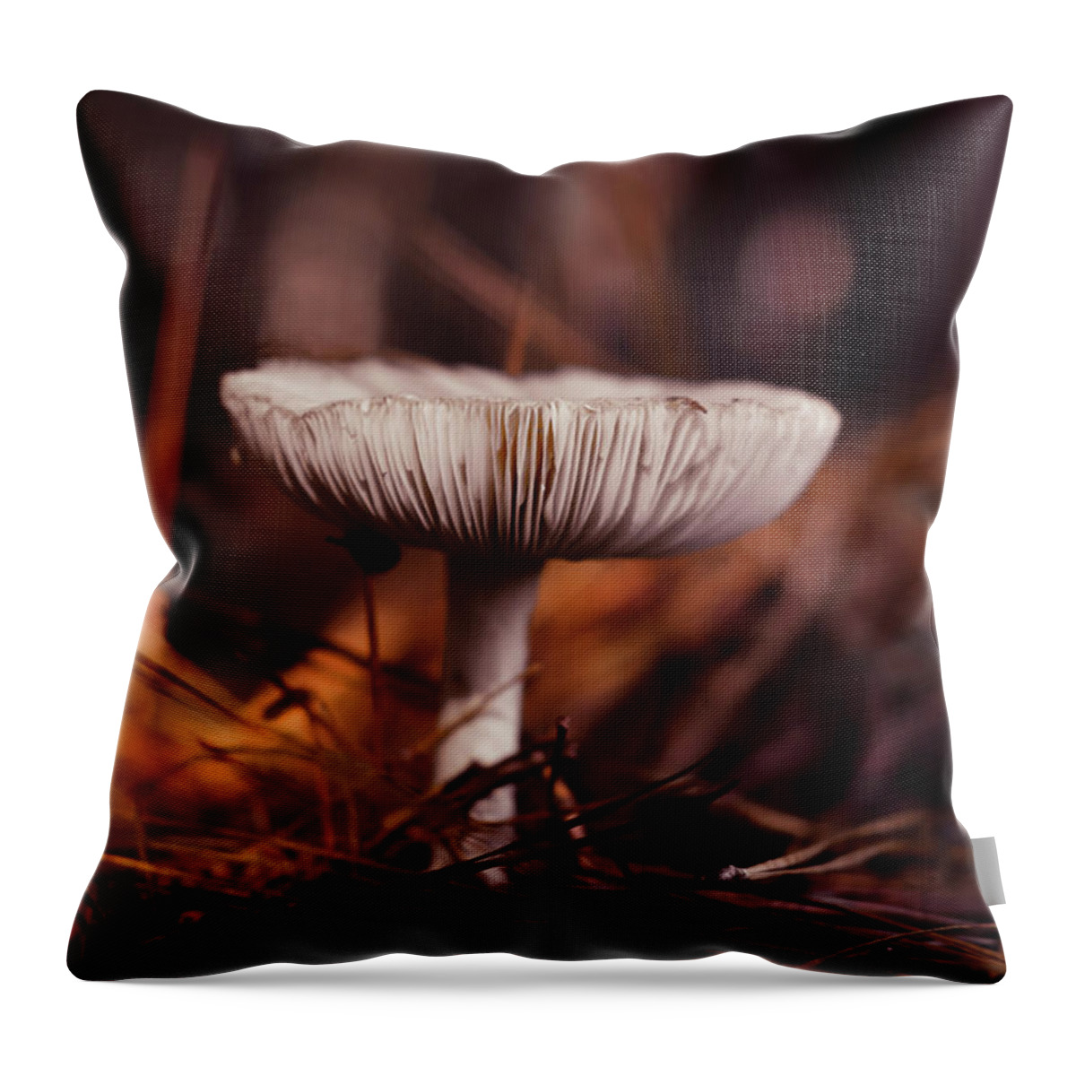 Mushroom Throw Pillow featuring the photograph Shroom - Macro by Adrian De Leon Art and Photography