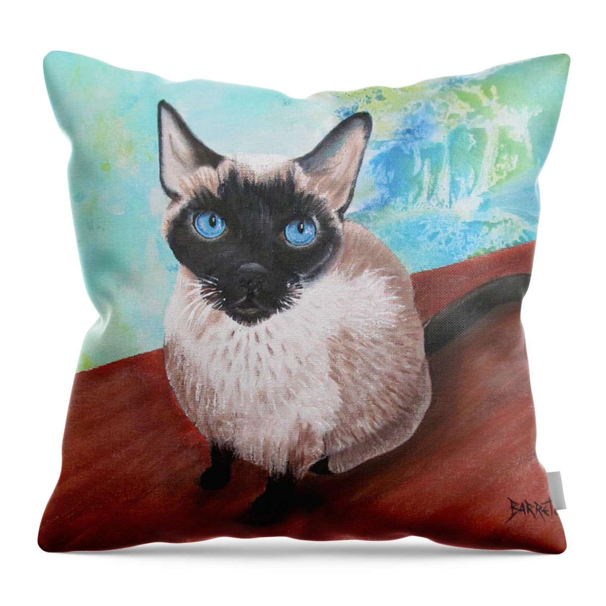 Siamese Cat Throw Pillow featuring the painting Siamese Cat by Gloria E Barreto-Rodriguez