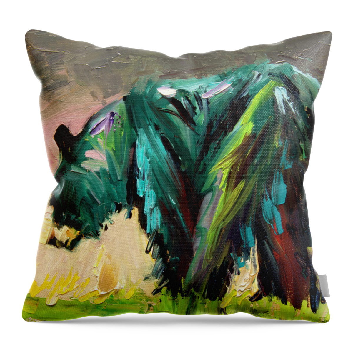 Diane Whitehead Print Throw Pillow featuring the painting Side car by Diane Whitehead