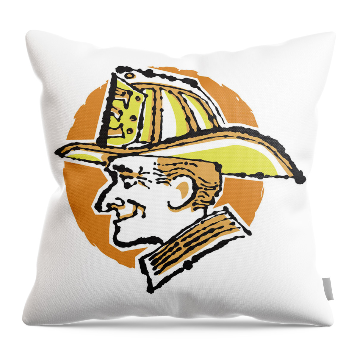 Accessories Throw Pillow featuring the drawing Side View of Firefighter by CSA Images