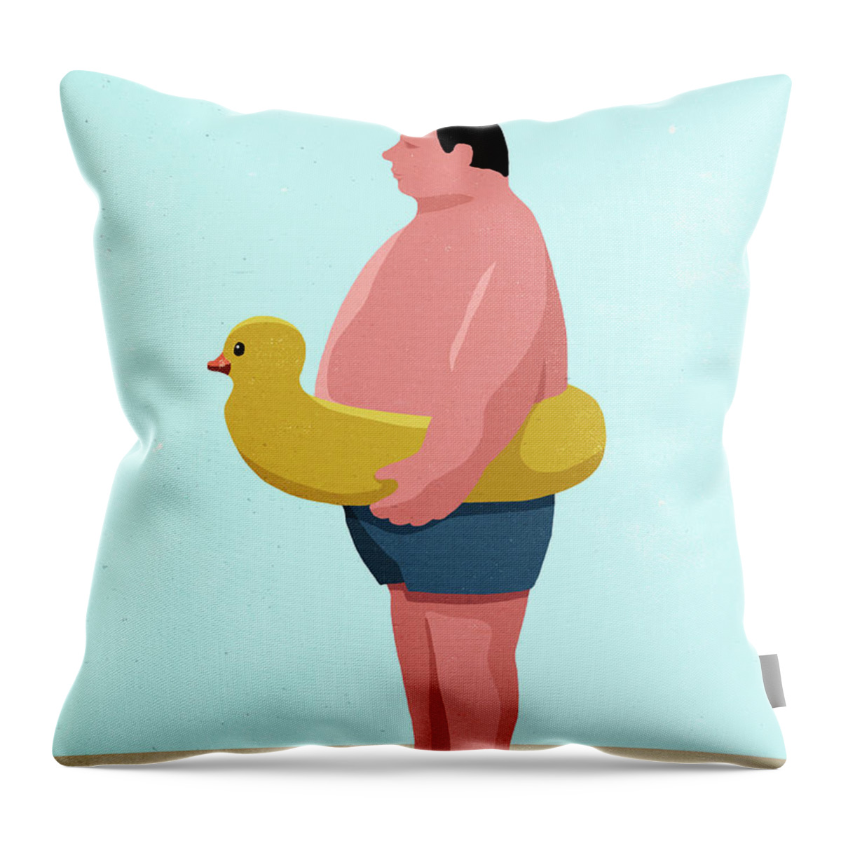 People Throw Pillow featuring the digital art Side View Of Man Wearing Inflatable by Malte Mueller
