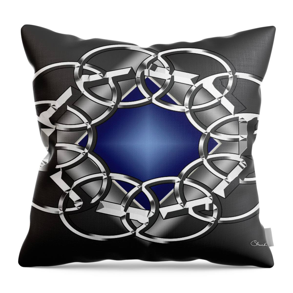 Silver Throw Pillow featuring the digital art Silver Design 19 by Chuck Staley